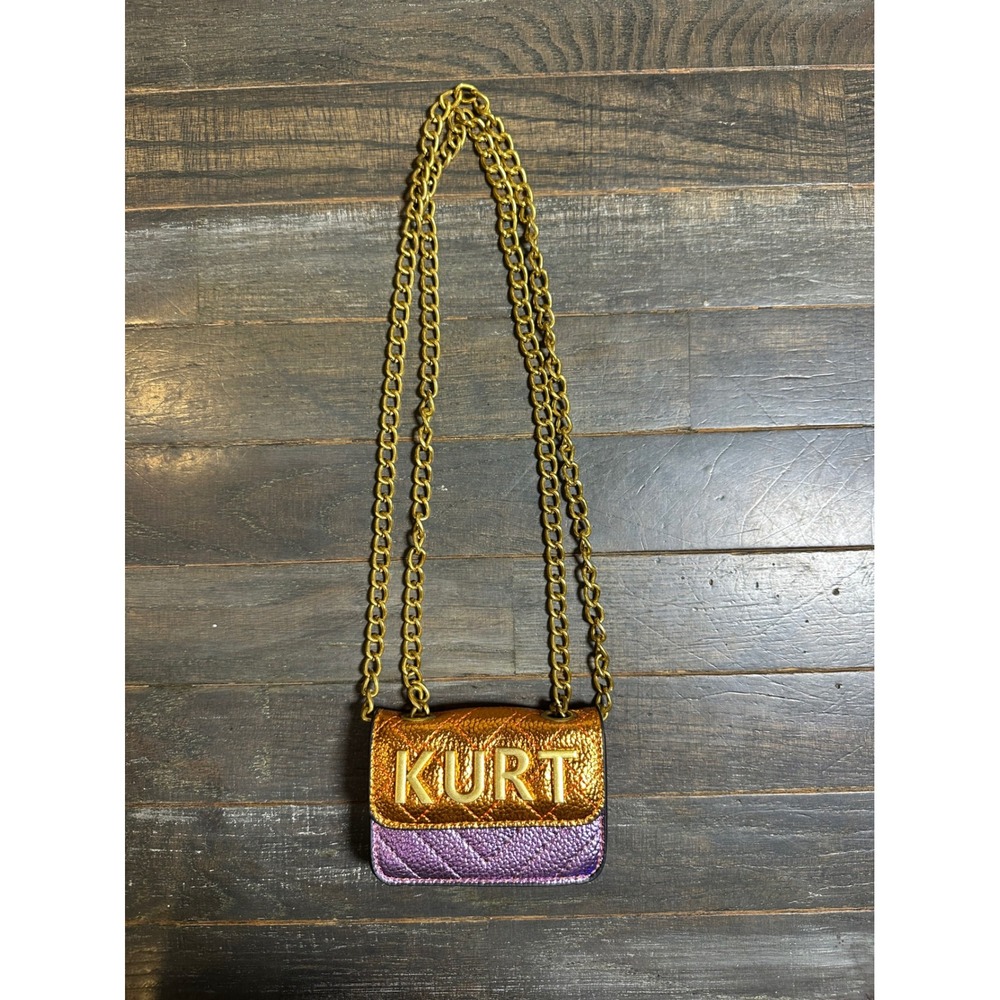 Kurt Geiger Metallic Gold and Purple Mini Crossbody Bag
